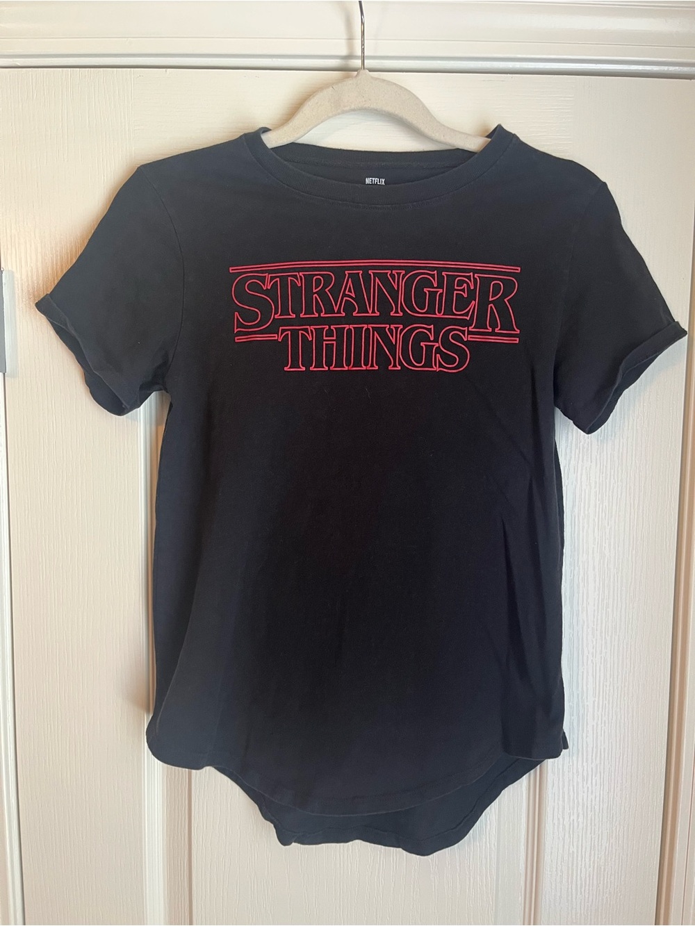 Netflix Black Tee with Red "Stranger Things" Logo